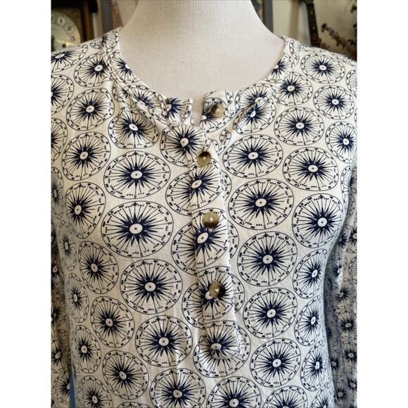 Kate Quinn Sun Starburst Top Shirt Womens M 100% Organic Cotton Button Henley - Picture 3 of 12